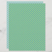 ミニハートグリーンイエロースクラップブック紙 (正面/裏面)