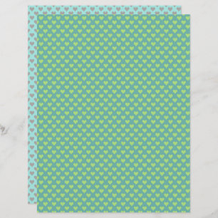 ミニハートグリーンイエロースクラップブック紙