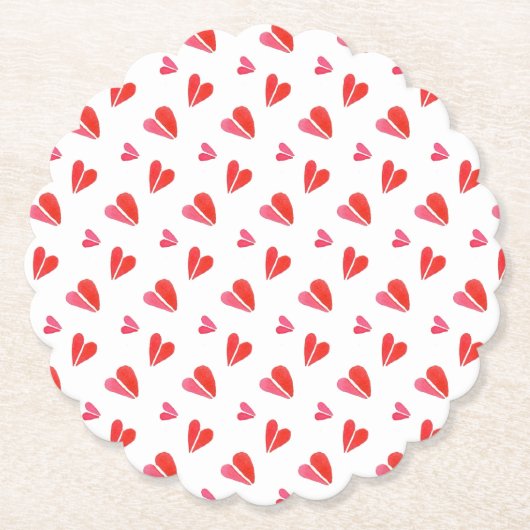 ミニハートスカロップラウンド紙コースター ペーパーコースター (正面)