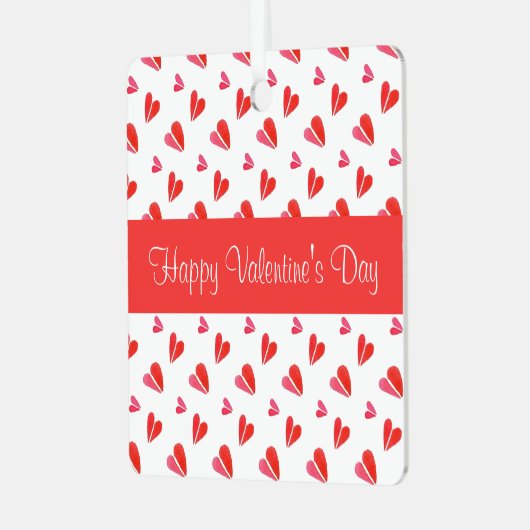 ミニハートバレンタイン金属スクエアオーナメントレッド メタルオーナメント (正面左)