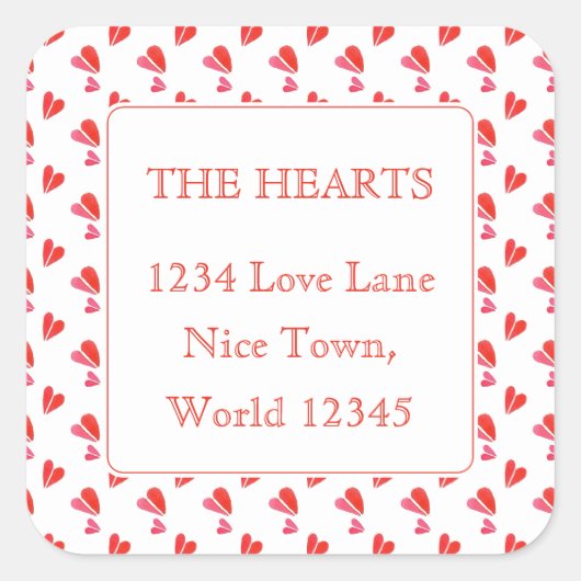 ミニハート大四角アドレス封筒用シール スクエアシール (正面)