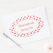 ミニハート楕円形「手作り」ステッカー 楕円形シール (封筒)