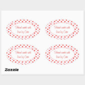 ミニハート楕円形「手作り」ステッカー 楕円形シール (シート)