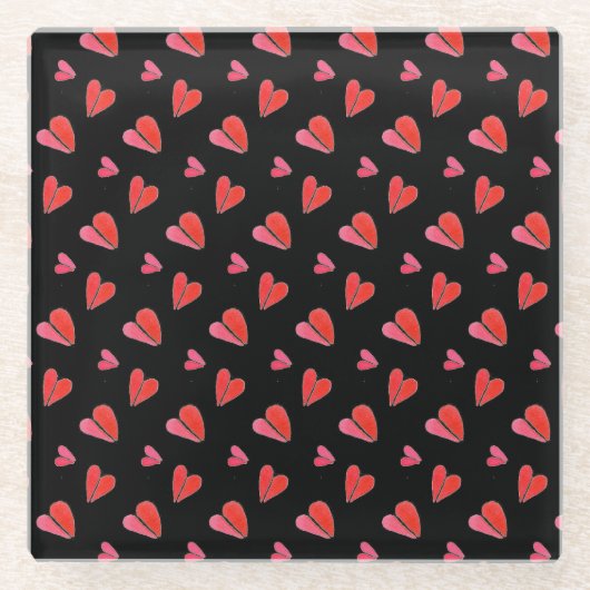 ミニハートIIグラス飲料コースター ガラスコースター (正面)