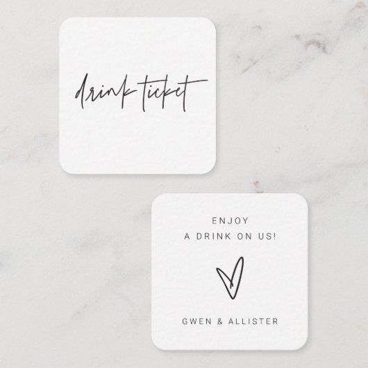 ミニバーフリー飲料チケット結婚のカードトークン ロイヤリティカード (正面/裏面)