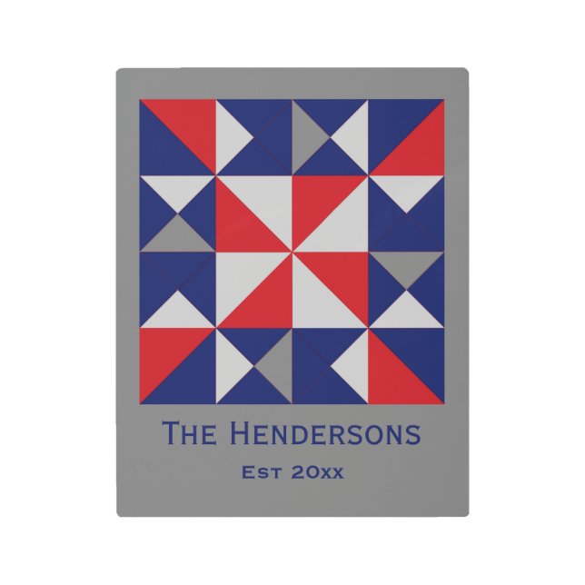 ミニバーンキルトアメリカーナピンホイール メタルプリント (正面)