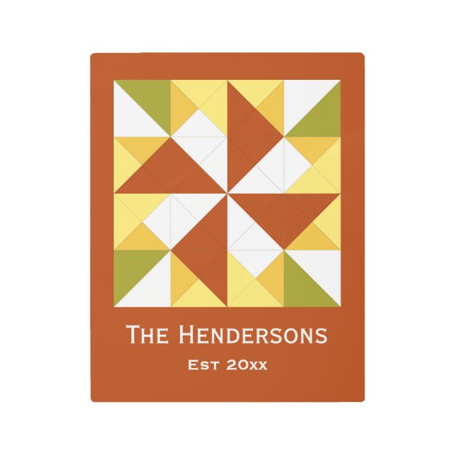 ミニバーンキルトオータムピンホイール メタルプリント (正面)