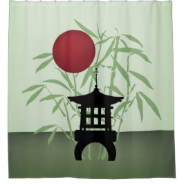 ミニパゴダ竹の月 シャワーカーテン