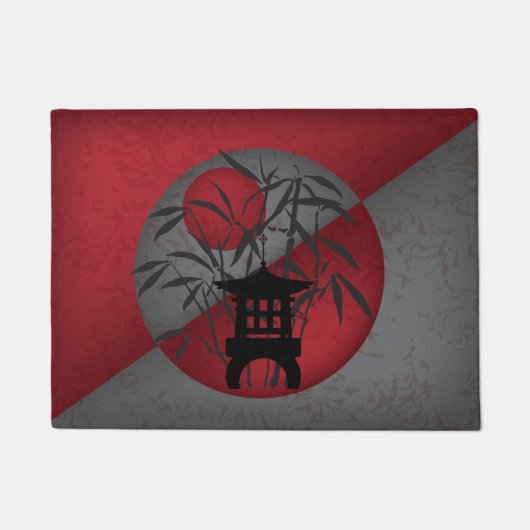 ミニパゴダ竹ムーンレッド ドアマット (正面)