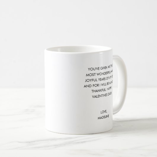 ミニパーソナライズされたマリストの台本ハートバレンタインデー コーヒーマグカップ (正面右)