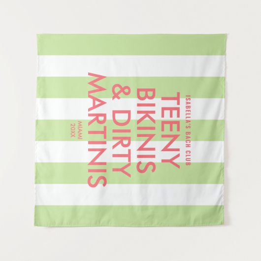 ミニビキニとダーティマティーニ バチェラー パーティー ストライプ タペストリー (正面(横))