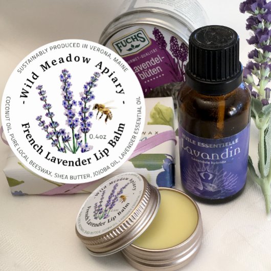 ミニビーズワックスリップクリーム容器蓋ラベルラベンダー ラウンドシール