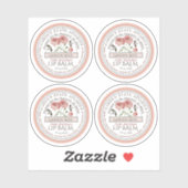 ミニビーズワックスリップバーム蓋ラベルピンクガーデンバラ シール (シート)