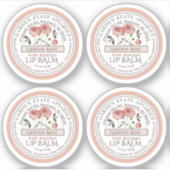 ミニビーズワックスリップバーム蓋ラベルピンクガーデンバラ シール (正面)