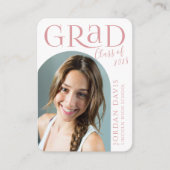 ミニピンクアーモダンチフォト卒業招待状 エンクロージャーカード (正面)