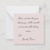 ミニピンクポインセチア非宗派クリスマス ノートカード (裏面)