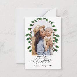 ミニファミリーフォトアーチメリークリスマスホリデー ノートカード