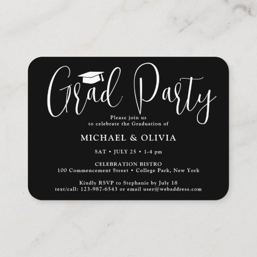 ミニフォトジョイント卒業パーティブラック招待状 エンクロージャーカード (裏面)