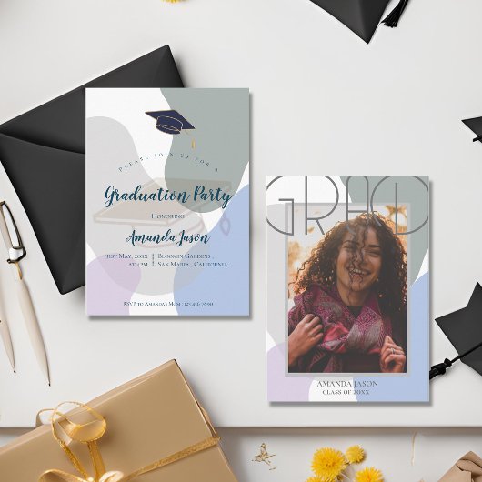 ミニフォトパステルキュート2025卒業招待状 エンクロージャーカード