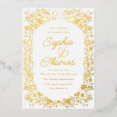 ミニフローラカップル婚約パーティ 箔招待状 (正面)