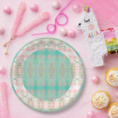 ミニフローラティール（緑がかった色） ペーパープレート (パーティー)