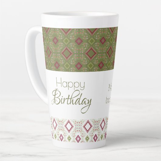 ミニフローラハッピーバースデーラテマグ カフェラテマグ (左アングル)