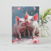 ミニブタのバレンタインデー シーズンカード (スタンド正面)