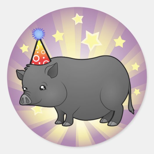 ミニブタの誕生日 ラウンドシール (正面)