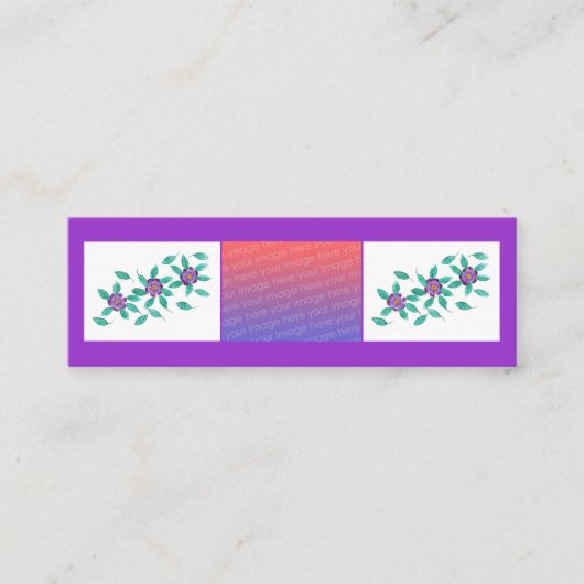 ミニブックマークカード紫の花写真 スキニー名刺 (正面)