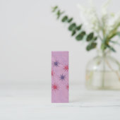 ミニブックマークカード、赤と紫の花柄 スキニー名刺 (スタンド正面)