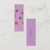ミニブックマークカード、赤と紫の花模様 スキニー名刺 (正面/裏面)