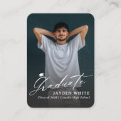 ミニブモダンラシ写真卒業招待状 エンクロージャーカード (正面)