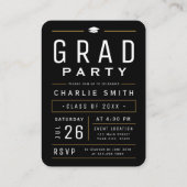 ミニブラックタイポグラフィ写真卒業招待状 エンクロージャーカード (裏面)