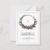 ミニブラックモノグラムウィンターリースメリークリスマス ノートカード (正面)