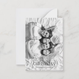ミニブラック&ホワイトフォトパインコーンメリークリスマス ノートカード