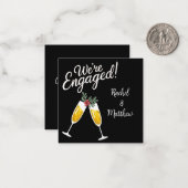 ミニブラック&金ゴールドクリスマス婚約 ノートカード (正面/裏面インサイチュ)