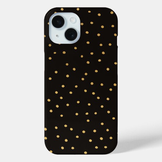 ミニブラック&金ゴールド水玉模様手作り Case-Mate iPhoneケース (裏面)