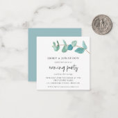 ミニブルーユーカリ結婚プス夕べパーティー招待状 ノートカード (正面/裏面インサイチュ)