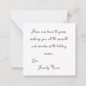 ミニホワイトポインセチアのクリスマス ノートカード (裏面)