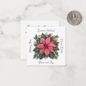 ミニホワイトポインセチアのクリスマス ノートカード (正面/裏面インサイチュ)