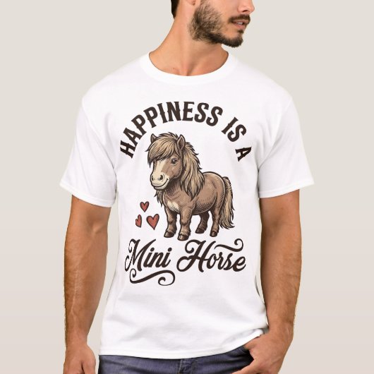 ミニホース ビンテージ 彫刻 かわいい ポニー Tシャツ デザイン (正面)
