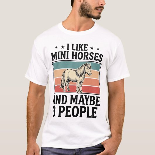 ミニホース 楽しい レトロ 馬好き Tシャツ デザイン (正面)
