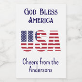 ミニボトルアメリカ国旗7月4日赤白青 ワインラベル (シングルラベル)