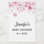 ミニボトルピンクベビーシャワーフローラドロップミニ ワインラベル (シングルラベル)