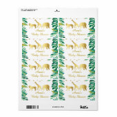 ミニボトルラベルジャングル動物グリーン金ゴールドベビー ラベル (フルシート)