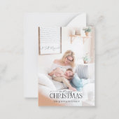 ミニポインセチア緑の写真メリークリスマス ノートカード (正面)