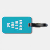 ミニマおもしろいリクールアルタイポグラフィ名前をカスタムするティール（緑がかった色） ラゲッジタグ (裏面横)