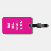 ミニマおもしろいリクールアルタイポグラフィ名前をカスタムするピンク ラゲッジタグ (裏面横)
