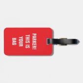 ミニマおもしろいリクールアルタイポグラフィ名前をカスタムする赤 ラゲッジタグ (裏面横)