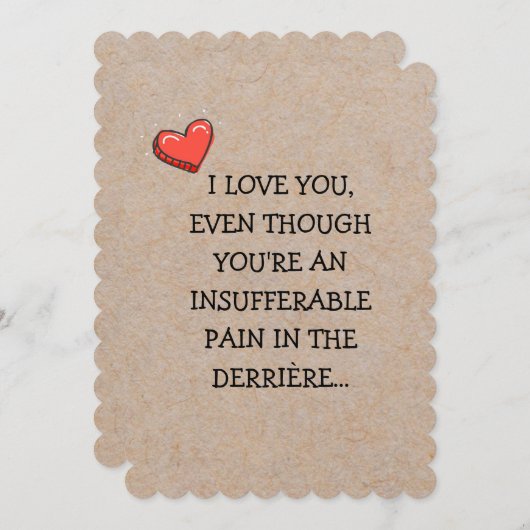 ミニマおもしろいリストカスタム文字バレンタインフラットカード (正面/裏面)